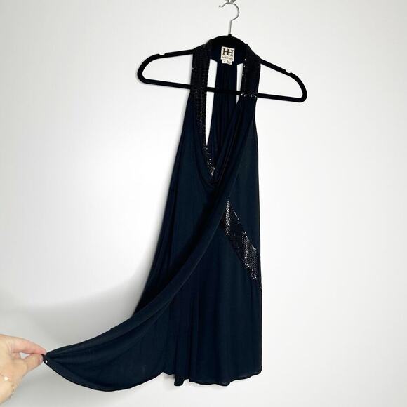 Haute Hippie Draped Jersey Link Tank Women's Black Size Large - Picture 3 of 6